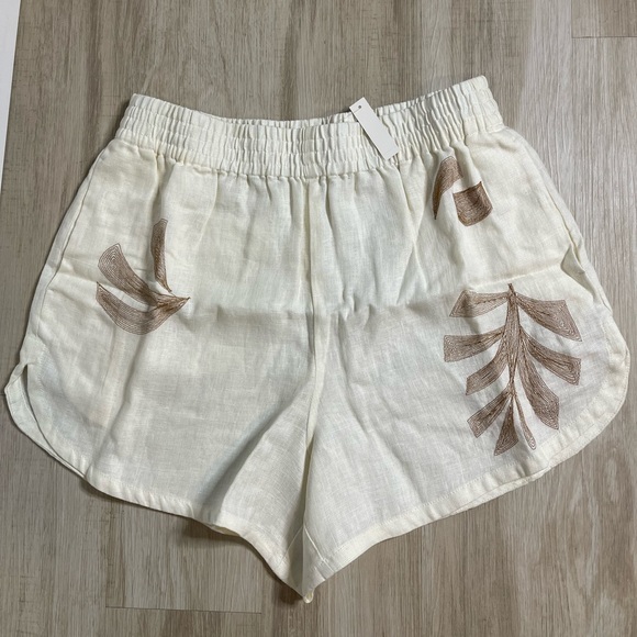Madewell Embroidered Linen Pasadena Pull-On Shorts in Tropicale Floral L - Picture 5 of 9